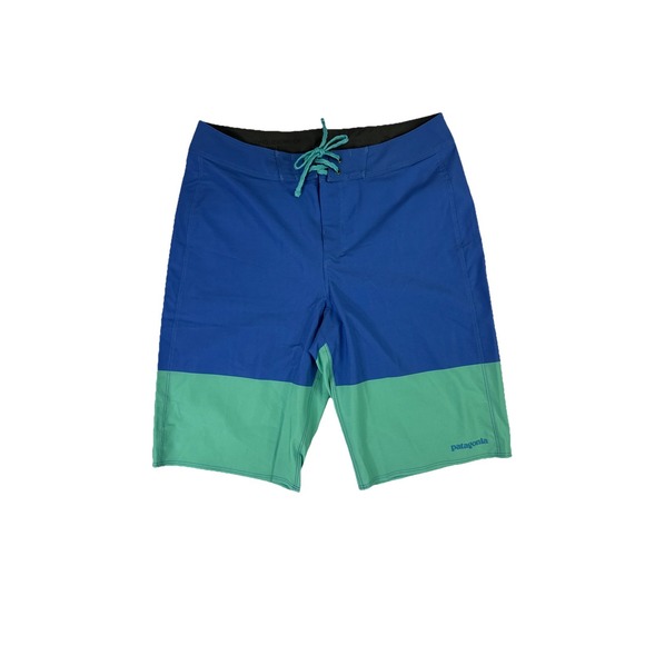 Patagonia Men's Hydropeak Boardshorts 21" Santa Cruz‎ Blue Teal 29" Waist NWOT - Picture 1 of 5